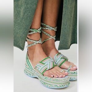 Free People Amambaih Gabriela Wrap Sandals in Mosaic Size 39 EU New Size 9